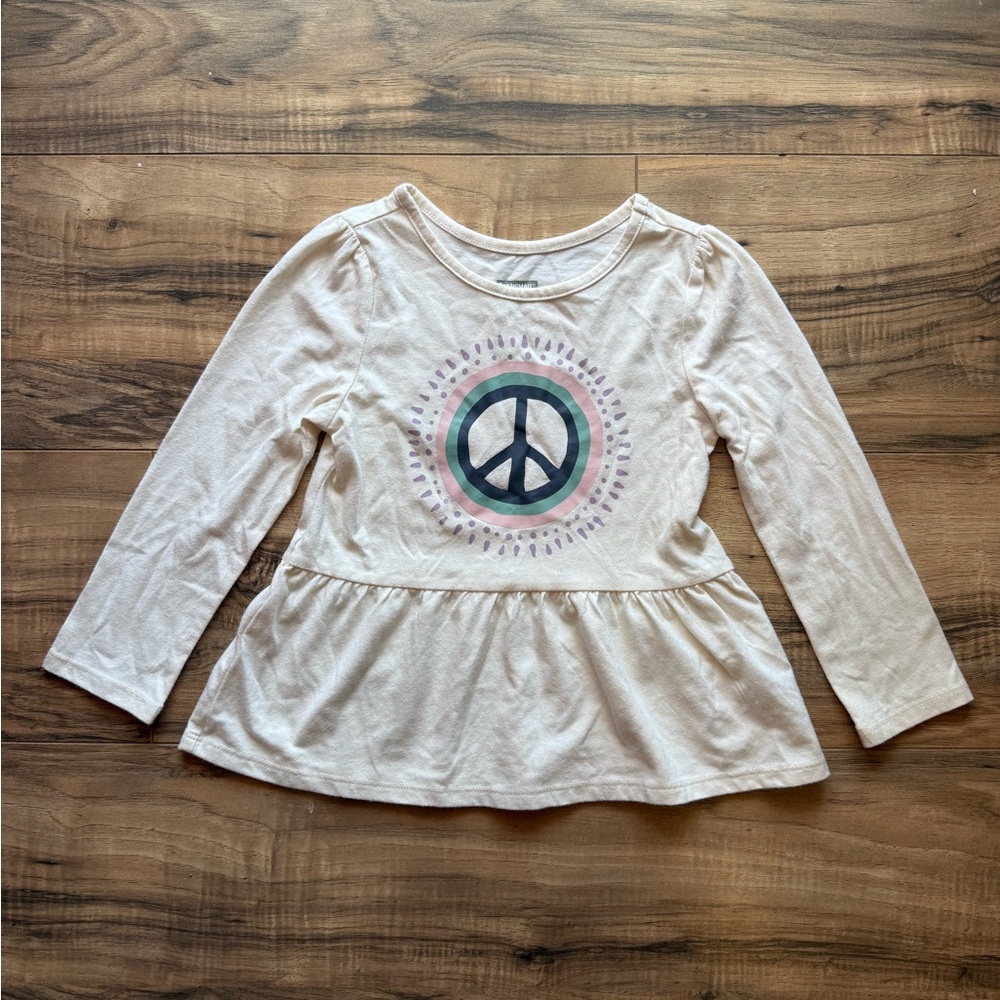 Garanimals Cream Long Sleeve Kids Tee with Peace Sign